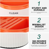 Kitchen Cutter Holder with Chopstick Draining Box Orange Multi Purpose Rotating Stand V1369-AZ3-W-18219