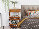 P&P Bamboo Bedside Table Nightstand Smooth Storage Side End Table with Drawers for Small Spaces V767-XJJ227-M-G2