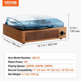 Bluetooth Vinyl Record Player 3-Speed Belt Driven Turntable 3W Speakers V952-LSJ13S000000J6DK4V3