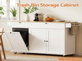 Artiss Kitchen Island Trolley Rolling Serving Cart Storage Drawer Cabinet 150cm White FUR-S-KI-FLD130-WH-AB