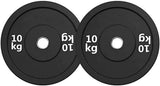 Black Olympic Bumper Plates - 100kg kit PLUS Olympic Barbell V1012-CFBLK100BB