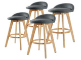 4X Wooden Bar Stool Dining Chair Fabric LEILA 72cm GREY V274-FT-WBSFAB-82GY4