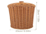 Imitation Rattan Storage Bask With Lid Large Capacity Multi-Purpose Woven Organizer Dirty Clothes V1370-AZ4-09298