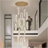 BAMDECOR C3605 15H Modern Oval Ring LED Chandeliers Decor Hanging Lamp Crystal Lustre V255-BAM-C3605