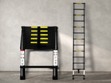 Traderight Multipurpose Aluminium Ladder Telescopic 3.8M Black HW0076-3.8M-BK