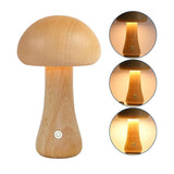 Cordless Wooden Mushroom Lamp Touch Dimmable Table Lamp Rechargeable Night Light V1263-JX-7169
