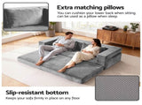 Artiss Convertible Folding Sofa Bed Pull Out Mattress Foldable Lounge Couch Grey SB-B-COMP-DBED-GY