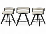 Artiss Bar Stools Set of 3 Swivel Counter Stools with Padded Backrest PU Leather Beige BA-TW-W0098-BGX3