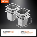 6 Pack Hotel Pans, 1/6 Size Anti-Jam Steam 0.8mm Thick Stainless Steel Restaurant Steam Table V952-16FCCPBXG6JTSOEA6V0
