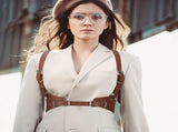 2 Pcs Women Leather Waist Belt Leather Harness Women Fashion Body Chain Adjustable Waist Belt V1258-DP02-C-2204