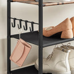 SONGMICS 5 Tier Shoe Rack Storage Organizer for 20-25 Pairs with 4 Hooks Rustic Brown LMR035B01 V227-8498101000141