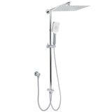 WELS Dual Square Shower Head 12" Rain Rose 3 Modes Handheld Diverter Rail Arm Set V1233-HS002M4CSC842KSS112