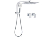 WELS Twin Square 10" Rain Shower Head 3 Mode Handheld Diverter Wall Arm Taps Valve V1233-HS002M4CSS1001A702CPF0272A