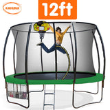 Kahuna Trampoline 12 ft with Basketball Set - Green TRA-KAH-12-GN-BB