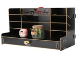 Wooden Storage Box Innovative Desktop Pen Holder Container Stationery Rack OrganizerBlack V1294-YM0721-3117210041511
