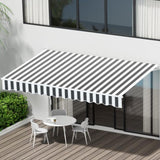 Instahut Retractable Folding Arm Awning Manual Sunshade 4Mx3M Grey White AWN-B-ARM-40X30-GRWH