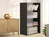 Multi-Tier Floor Standing Clothing Storage Cabinet with Bookshelf Shelving 4-Layer Compartment V1366-AZ2-W-12689