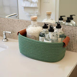 5-piece cotton rope storage basket set, cotton woven with leather handles, multiple sizes for V1232-MZBZSNK002