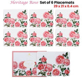 Ashdene Set of 6 Heritage Rose Table Placemats 29x21x0.4 cm V442-LDE-TABLEPLACEMAT-HERITAGEROSE-PINK-RE
