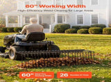150 cm Tow Behind Landscape Rake, 3 Point Hitch Lawn Dethatcher Rake, 26 Spring Steel Tines, for V952-ZXSCJ60INCHBP8SL7001V0