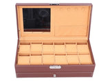 Jewelry Storage Box Double Layer PU Leather Necklace Watches Organizer Container with Key V1294-YM0901-3117210140711