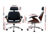 Artiss Wooden Office Chair Leather Seat Black OCHAIR-BS-5437A-BK