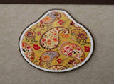 Yellow Set of 4 Embossed Ceramic Paddle Mats - Assorted Bohemian Pattern Heat Resistant Pads V888-ELOSUNG28022