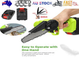 6" Mini Cordless Electric Chainsaw 2X Battery Powered Wood Cutter Rechargeable V201-CSFDZ0036GR