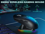 SOLAKAKA SM820 Wireless Gaming Mouse with RGB Charging Dock,24000 DPI Tri-Modes Wireless Mouseblack V1300-SM820-BLACK
