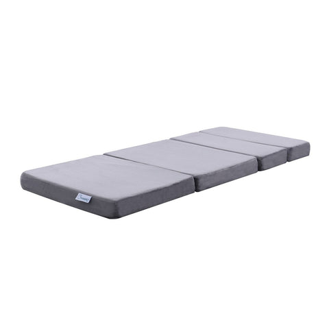 GOMINIMO 4 Fold Memory Foam Folding Mattress Dark Grey Velvet V227-3720101008540