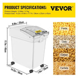 VEVOR Ingredient Bin, 5.2 Gallon / 20 L Capacity Ingredient Storage Bin, 3 Pcs/Set, PP Material V952-MX20QKSGM00000001V0