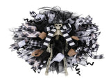 Festival Wreath Skeleton Decoration Skull Black Silk Mesh Creepy Wreath for Front Door Window Indoor V1294-YM0901-240602HL03-1