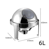 SOGA 2X 6L Round Chafing Stainless Steel Food Warmer with Glass Roll Top CHAFINGDISH5639X2