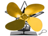 4 Blade Thermal Heat Powered Wood Stove Fan Fireplace Accessory for Heat DistributionGold V1294-YM0901-3117200136215