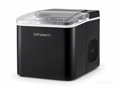Devanti Ice Maker Machine Portable 12kg Countertop w/Self Cleaning 1.2L Black IM-ZB-OL-15A-BK