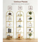 VASAGLE 5 Tier Corner Ladder Bookshelf Tempered Glass Modern Style Golden Color V227-9101402108060
