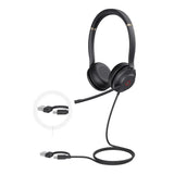 Yealink UH37 Dual USB-C/A USB Wired Headset, UC Dual, USB-C/A, 35mm Speakers, Stereo, HD Audio, 2Mic V1202-V2-IPY-UH37-D-UC-CA