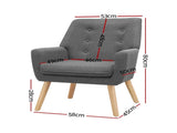 Artiss Armchair Linen Fabric Grey Charcoal UPHO-B-ARM04-GY