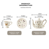 French coffee cup and saucer teapot set V488-TP-BB, TCS-BB