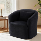 Artiss Round Swivel Armchair Sherpa Fleece Black UPHO-B-ARM10-SWL-BK