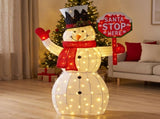 Christabelle 1.21m Snowman Christmas Light Up Display LED Santa Stop Here Sign Outdoor Indoor X 112_MHA710