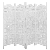 Elephant 4 Panel Room Divider Screen Privacy Shoji Timber Wood Stand - White V315-WOWP-009