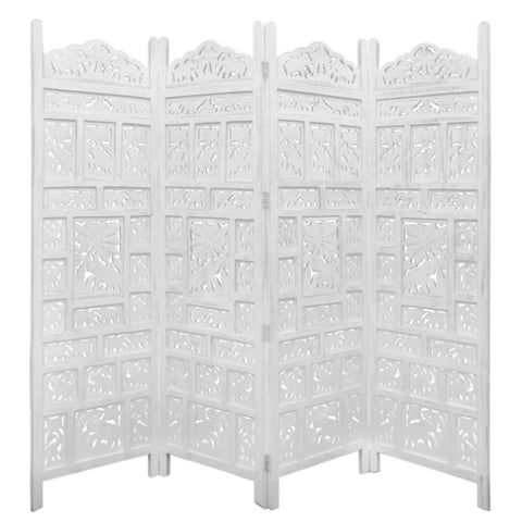 Elephant 4 Panel Room Divider Screen Privacy Shoji Timber Wood Stand - White V315-WOWP-009