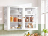 Artiss Buffet Cabinet Sideboard Wall Mounted Clear Display Storage 60cm White AI-SID-WM-3T-WH