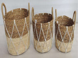 Set 3 Round Rattan W Macrame Basket 33x25cm V637-WDB35977