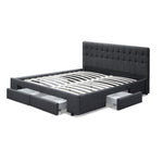 Artiss Bed Frame King Size with 4 Drawers Charcoal AVIO BFRAME-F-AVIO-K-CHA-ABC