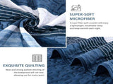 Blue Stripe Patchwork Mosaic Bedspread Coverlet 3 Piece Set V745-AC081850Q13U