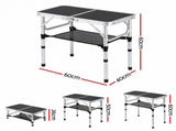 Weisshorn Folding Camping Table Adjustable Aluminium 60 x 40 cm Black XFEL-CAMP-AL-BK
