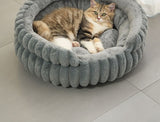 Large Removable Faux Rabbit Fur Round Pet Bed, Thick Cushion Moisture-Proof All Season Pet Rest Bed, V1221-XM-LB2810-GM115