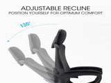 FORTIA Ergonomic Office Desk Chair, Height Adjustable Lumbar Support, Mesh Fabric, Headrest, Black V219-OFFOCRFOE1KA